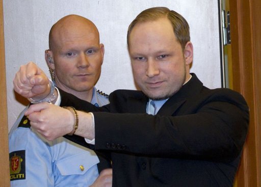 Anders Breivik in handcuffs