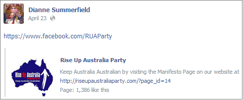 Dianne Summerfield Rise Up Australia Party