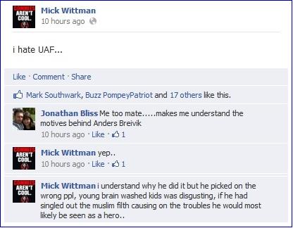 Mick Wittman Breivik comment