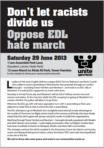 UAF anti-EDL march June 2013