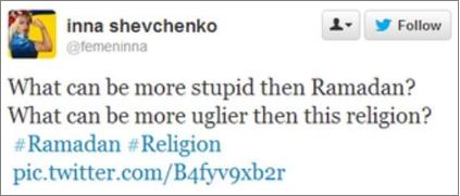 Inna Shevchenko anti-Islam tweet