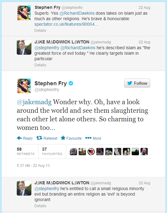 Stephen Fry defends Dawkins