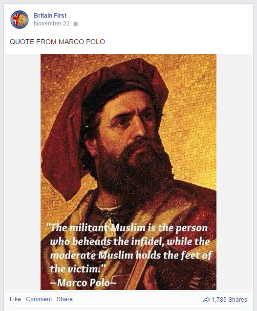 Britain First Marco Polo quote