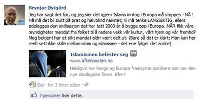 Brynjar Østgård Facebook comment