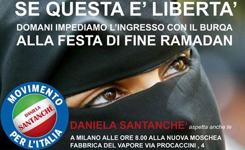 Daniela Santanchè anti-burqa protest