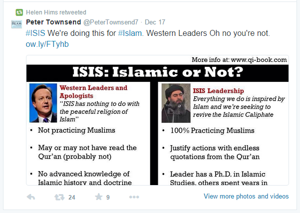 Helen Hims ISIS retweet