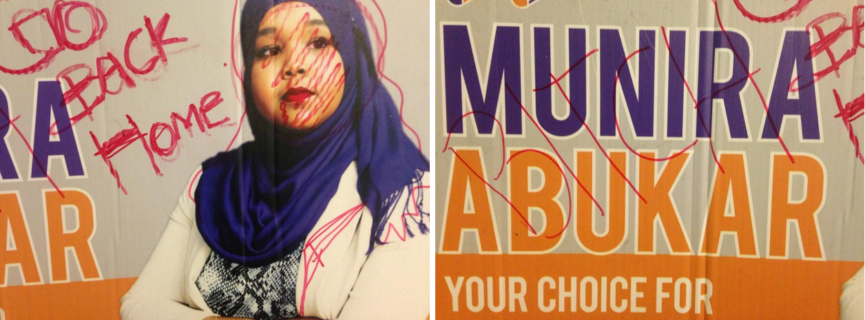 Munira Abukar election sign defaced