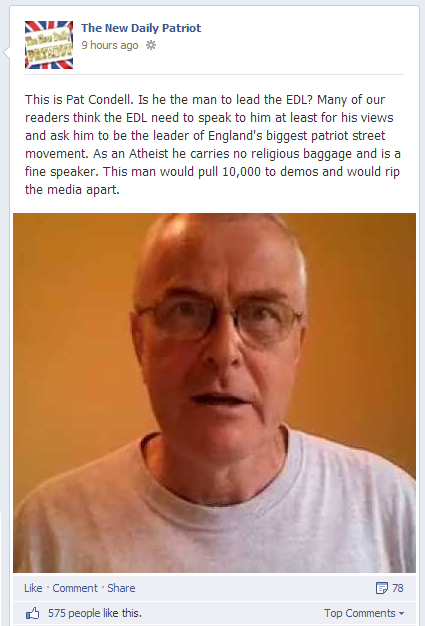 New Daily Patriot Pat Condell for EDL leader